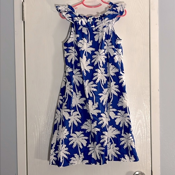 Kelly’s Kids - Girl’s Blue and White Palm Tree Dress (Size 10/12) - Picture 1 of 4